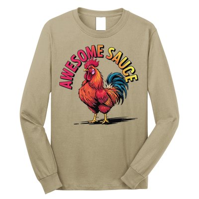 Awesome Sauce With Picture Of Rooster Vintage Funny Long Sleeve Shirt