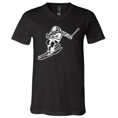 Alpine Skiing Winter Sports Downhill Skier V-Neck T-Shirt