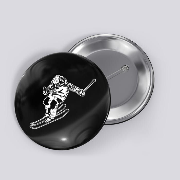 Alpine Skiing Winter Sports Downhill Skier Button