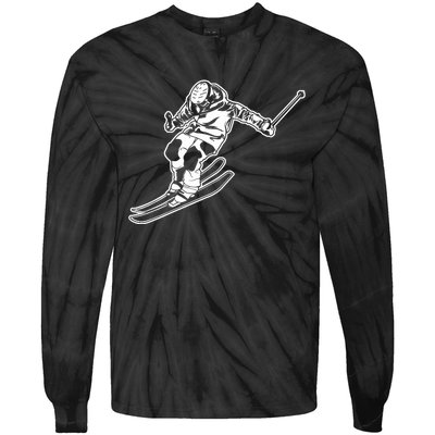 Alpine Skiing Winter Sports Downhill Skier Tie-Dye Long Sleeve Shirt