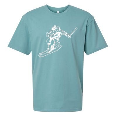 Alpine Skiing Winter Sports Downhill Skier Sueded Cloud Jersey T-Shirt