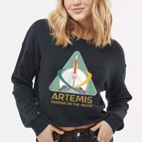 Artemis Space Woman On The Moon Cropped Pullover Crew