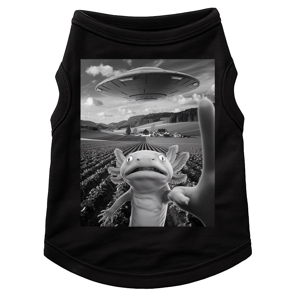 Axolotl Selfie With Alien UFO Funny Axolotl Gifts For Women Doggie Tank