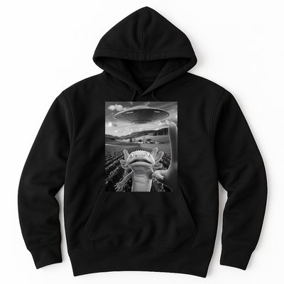 Axolotl Selfie With Alien UFO Funny Axolotl Gifts For Women Hoodie