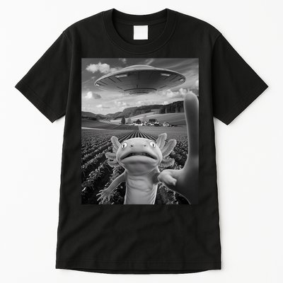 Axolotl Selfie With Alien UFO Funny Axolotl Gifts For Women Tall T-Shirt