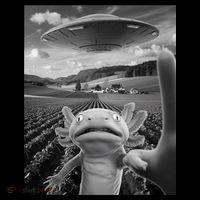 Axolotl Selfie With Alien UFO Funny Axolotl Gifts For Women Tall T-Shirt