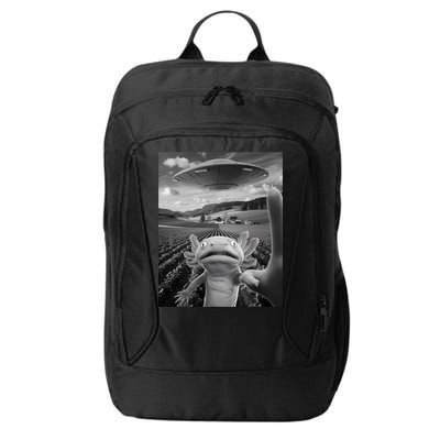 Axolotl Selfie With Alien UFO Funny Axolotl Gifts For Women City Backpack