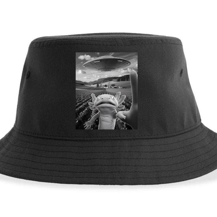 Axolotl Selfie With Alien UFO Funny Axolotl Gifts For Women Sustainable Bucket Hat