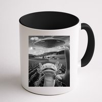 Axolotl Selfie With Alien UFO Funny Axolotl Gifts For Women Mug