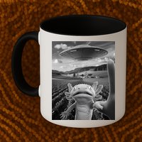 Axolotl Selfie With Alien UFO Funny Axolotl Gifts For Women Mug