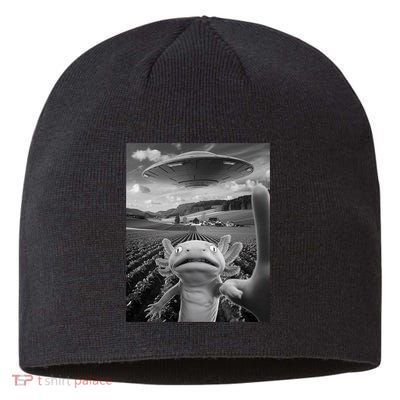 Axolotl Selfie With Alien UFO Funny Axolotl Gifts For Women Sustainable Beanie