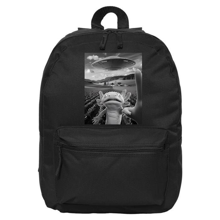 Axolotl Selfie With Alien UFO Funny Axolotl Gifts For Women 16 in Basic Backpack