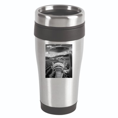 Axolotl Selfie With Alien UFO Funny Axolotl Gifts For Women 16oz Travel Tumbler