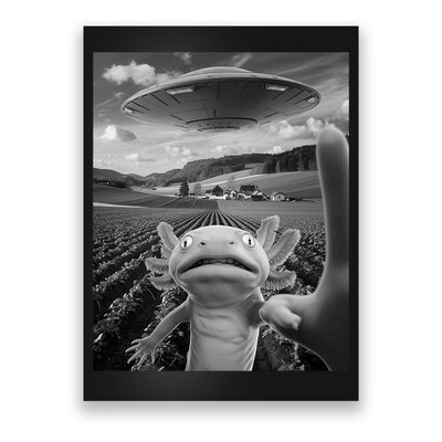 Axolotl Selfie With Alien UFO Funny Axolotl Gifts For Women Poster
