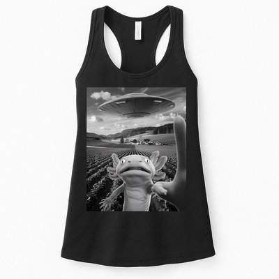 Axolotl Selfie With Alien UFO Funny Axolotl Gifts For Women Womens Tank Top