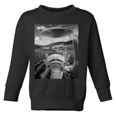 Axolotl Selfie With Alien UFO Funny Axolotl Gifts For Women Toddler Sweatshirt