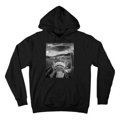 Axolotl Selfie With Alien UFO Funny Axolotl Gifts For Women Tall Hoodie