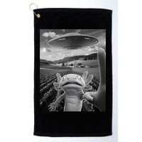 Axolotl Selfie With Alien UFO Funny Axolotl Gifts For Women Golf Towel