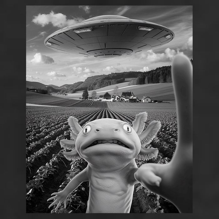 Axolotl Selfie With Alien UFO Funny Axolotl Gifts For Women Golf Towel