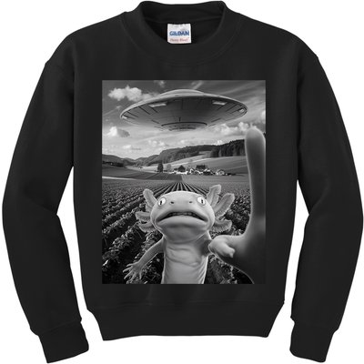 Axolotl Selfie With Alien UFO Funny Axolotl Gifts For Women Kids Sweatshirt