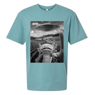 Axolotl Selfie With Alien UFO Funny Axolotl Gifts For Women Sueded Cloud Jersey T-Shirt