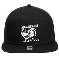 Awesome Sauce With Picture Of Rooster 7 Panel Mesh Trucker Snapback Hat