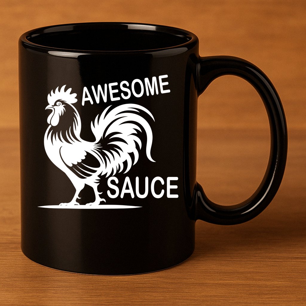 Awesome Sauce With Picture Of Rooster 11oz C Handle Ceramic Mug