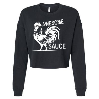 Awesome Sauce With Picture Of Rooster Cropped Pullover Crew