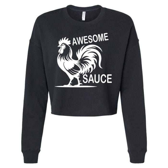 Awesome Sauce With Picture Of Rooster Cropped Pullover Crew