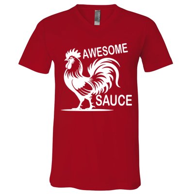 Awesome Sauce With Picture Of Rooster V-Neck T-Shirt