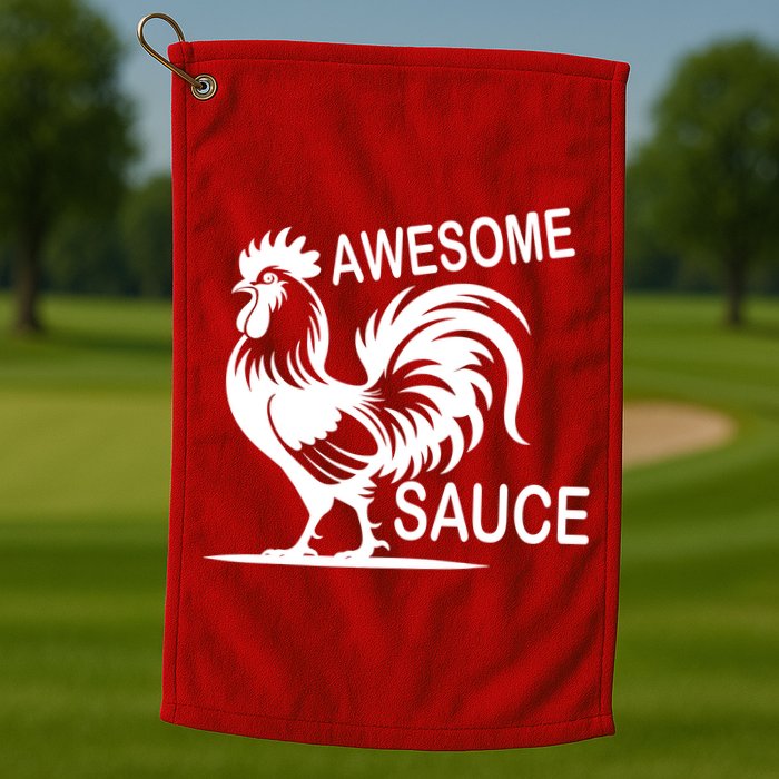 Awesome Sauce With Picture Of Rooster Golf Towel