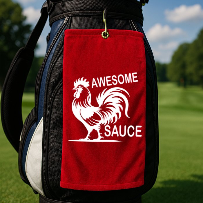 Awesome Sauce With Picture Of Rooster Golf Towel