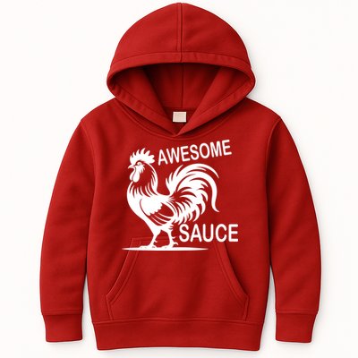 Awesome Sauce With Picture Of Rooster Kids Hoodie