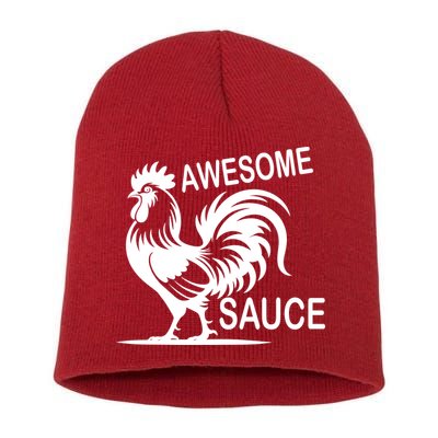 Awesome Sauce With Picture Of Rooster Short Acrylic Beanie