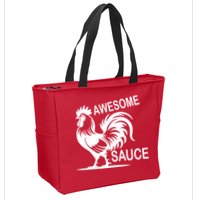 Awesome Sauce With Picture Of Rooster Zip Tote Bag