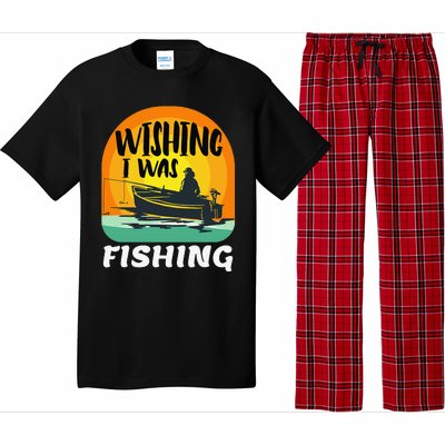 Angler Saying Wishing I Was Fishing Pajama Set