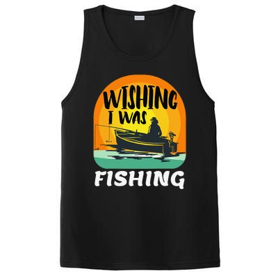 Angler Saying Wishing I Was Fishing PosiCharge Competitor Tank