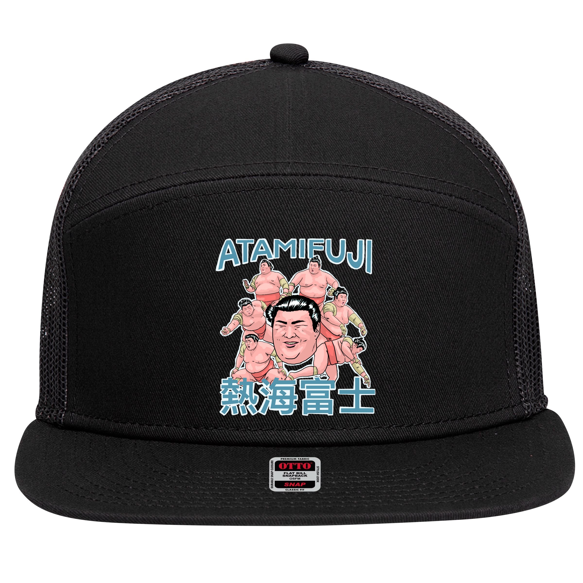 Atamifuji Sumo Wrestler Japan 熱海富士 相撲 7 Panel Mesh Trucker Snapback Hat
