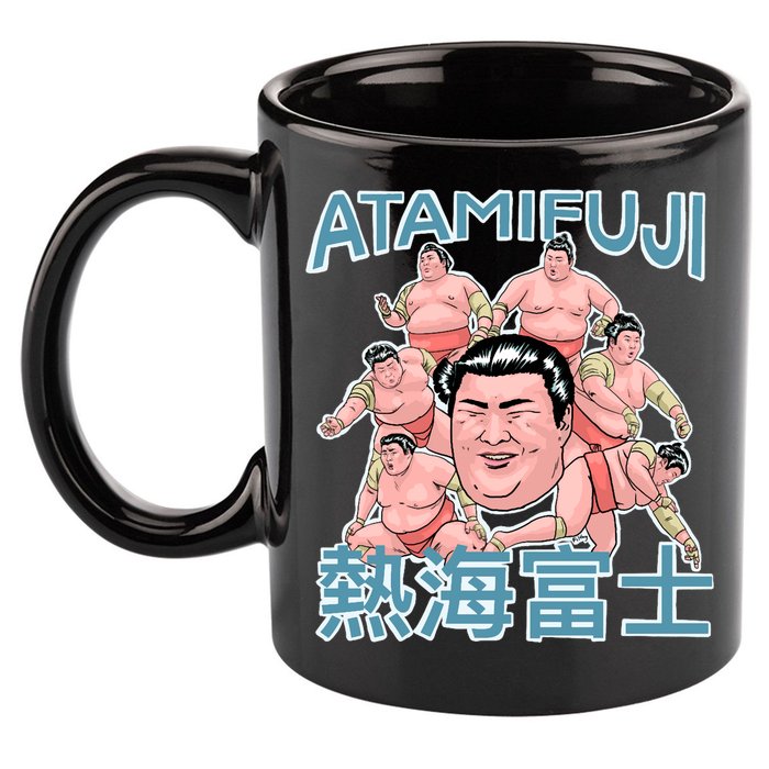Atamifuji Sumo Wrestler Japan 熱海富士 相撲 11oz C Handle Ceramic Mug