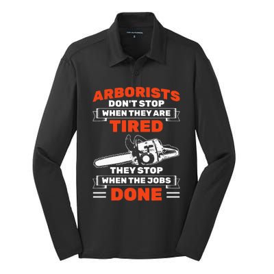 Arborists Stop When Job Is Done Tree Work Arborist Silk Touch Performance Long Sleeve Polo