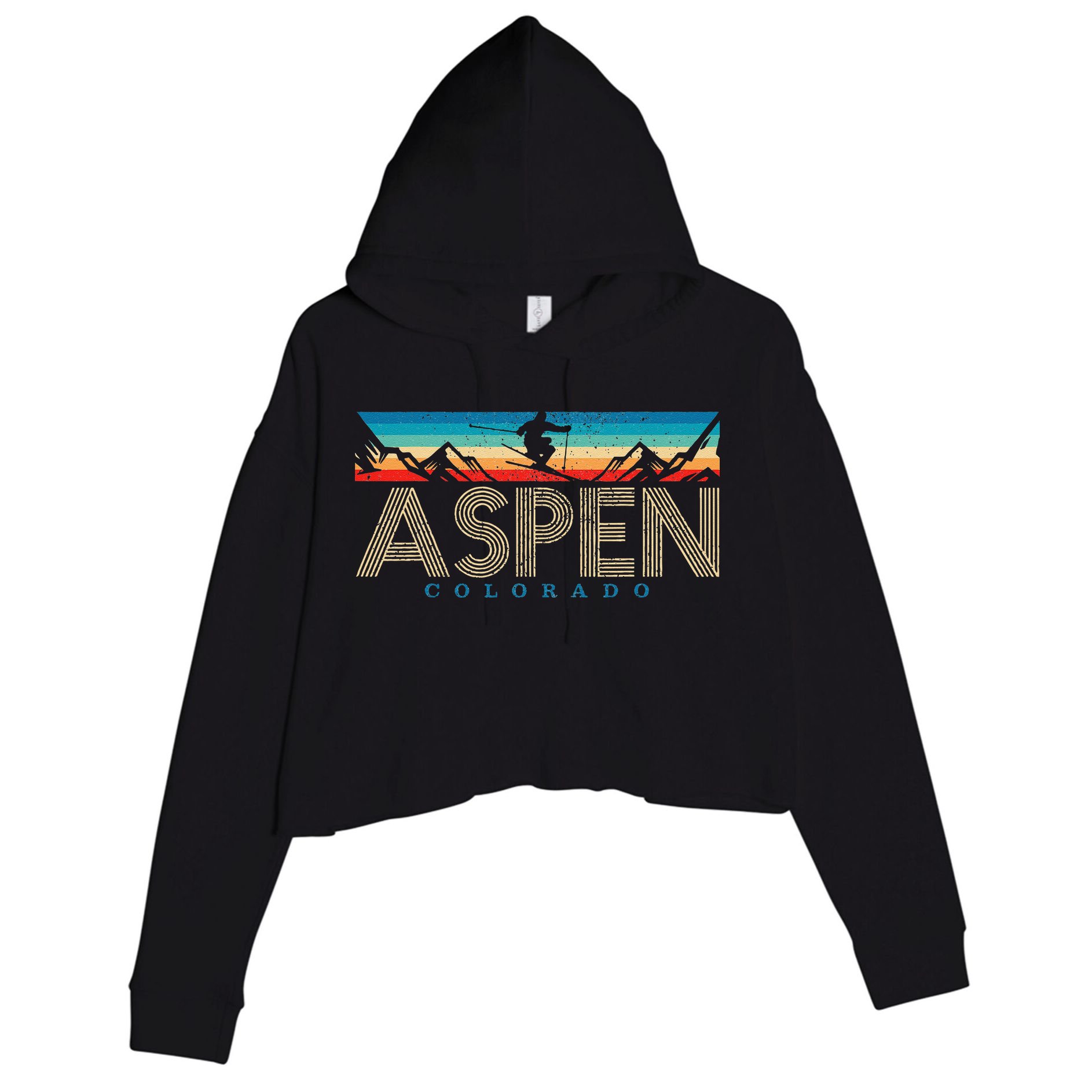 Aspen Skiing Winter Sport Colorado Ski Souvenir Crop Fleece Hoodie