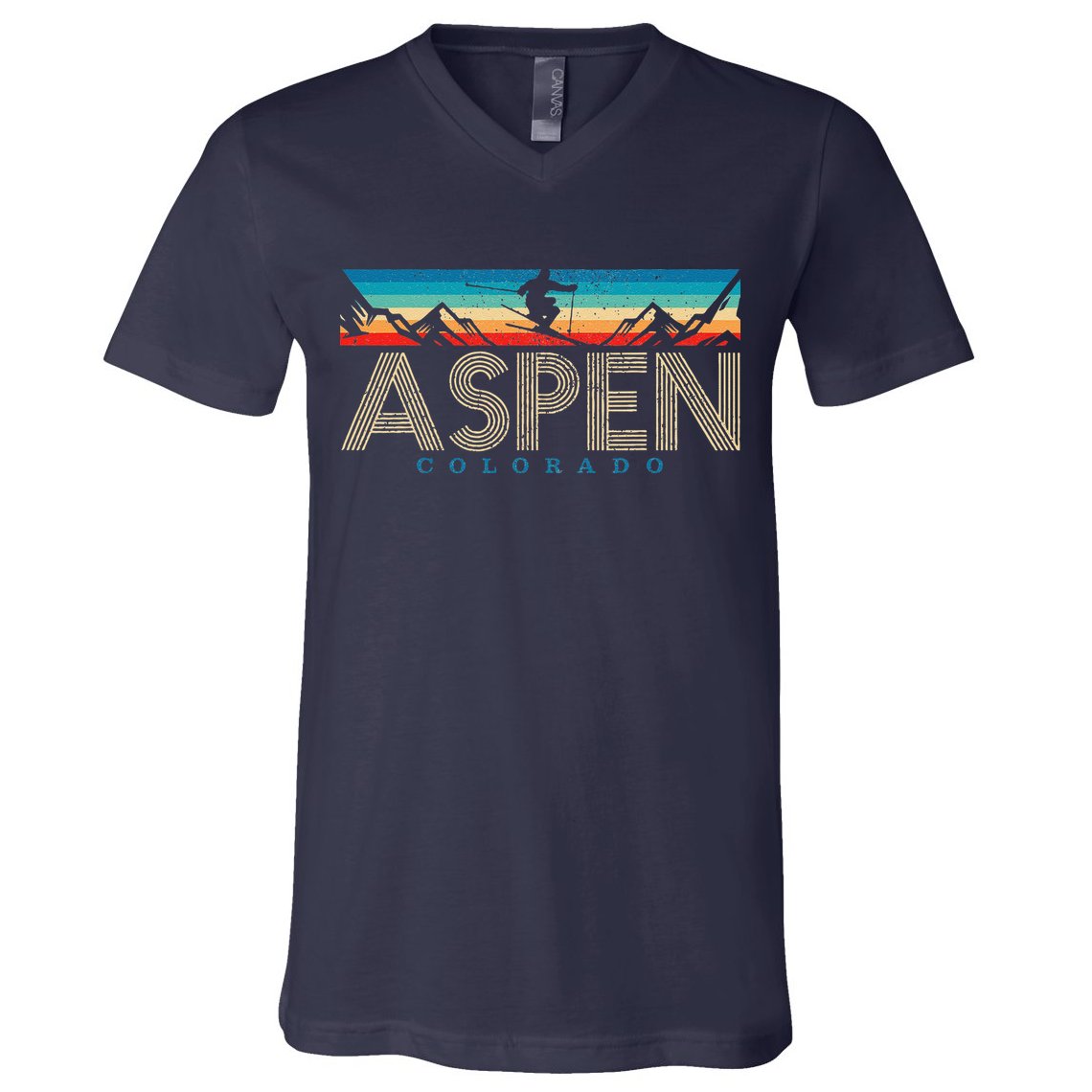 Aspen Skiing Winter Sport Colorado Ski Souvenir V-Neck T-Shirt