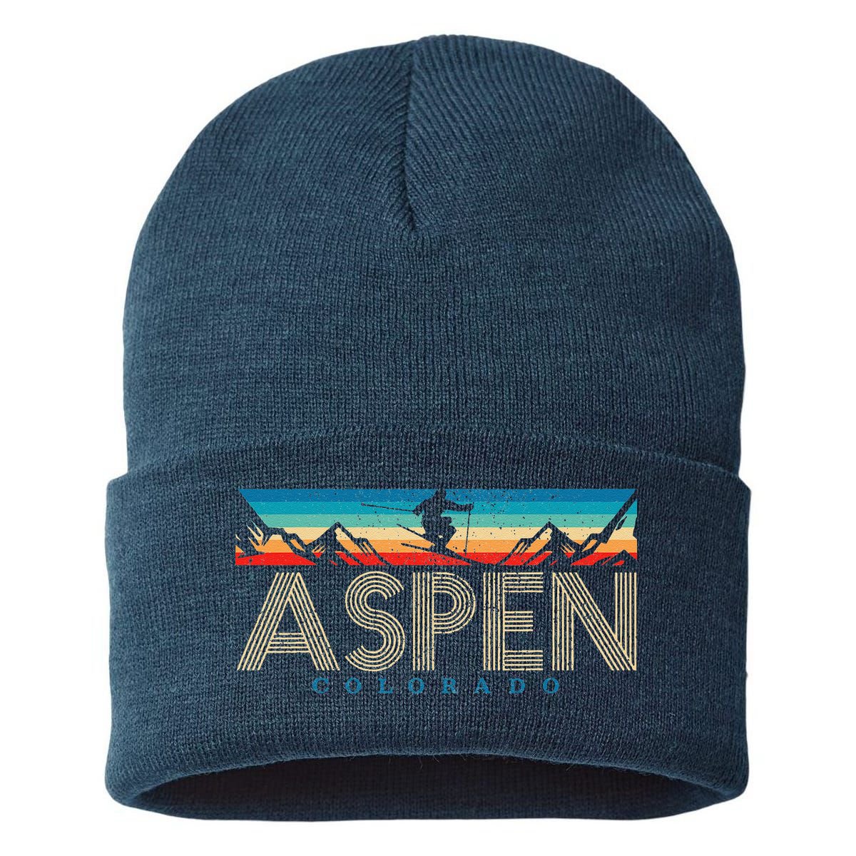 Aspen Skiing Winter Sport Colorado Ski Souvenir Sustainable Knit Beanie