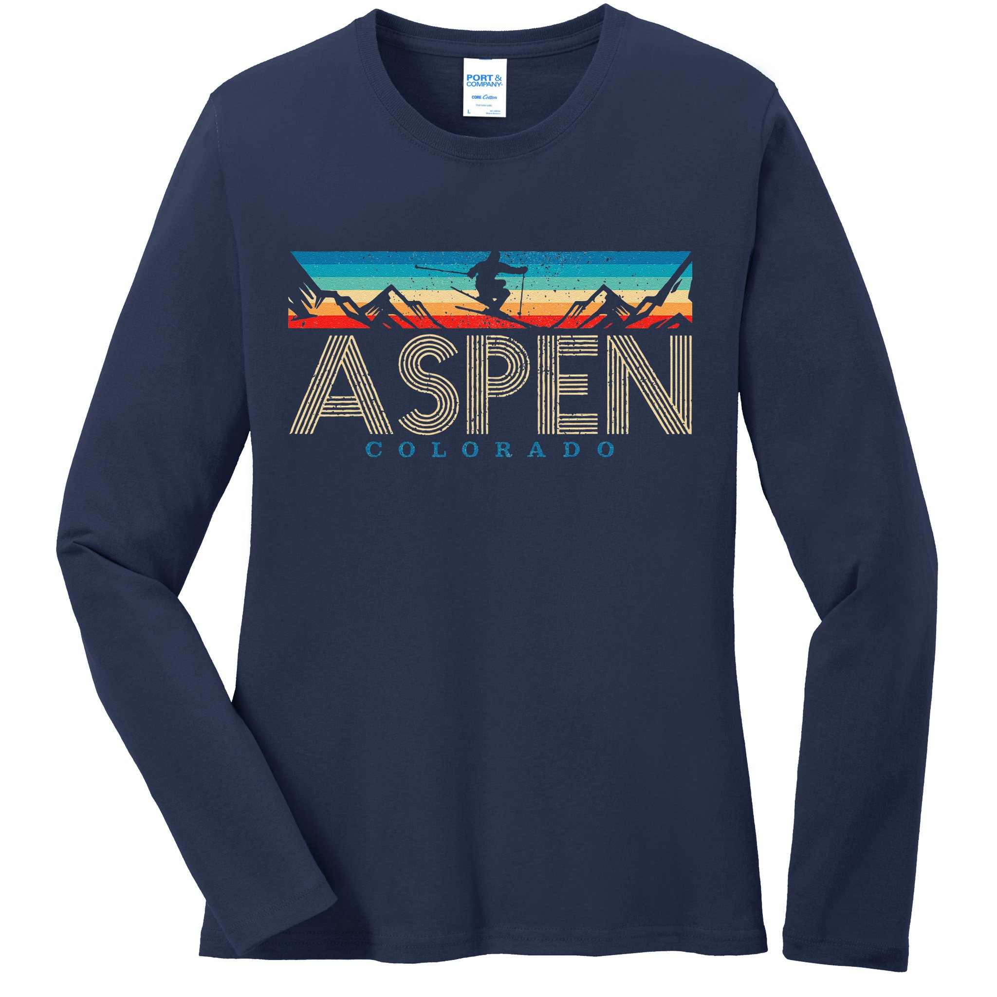 Aspen Skiing Winter Sport Colorado Ski Souvenir Ladies Long Sleeve Shirt