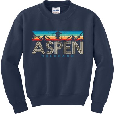 Aspen Skiing Winter Sport Colorado Ski Souvenir Kids Sweatshirt