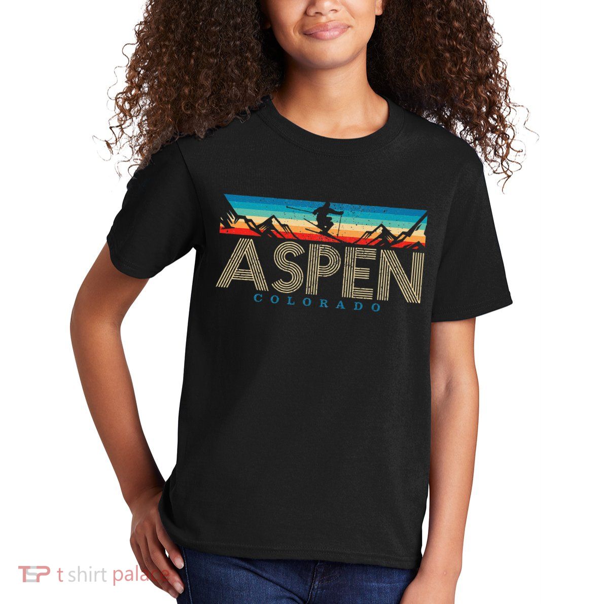 Aspen Skiing Winter Sport Colorado Ski Souvenir Kids T-Shirt
