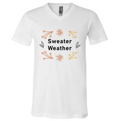 Autumn Sweater Weather Graphic V-Neck T-Shirt