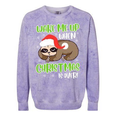 Antichristmas Sloth Wake Me Up Ugly Christmas Meaningful Gift Colorblast Crewneck Sweatshirt