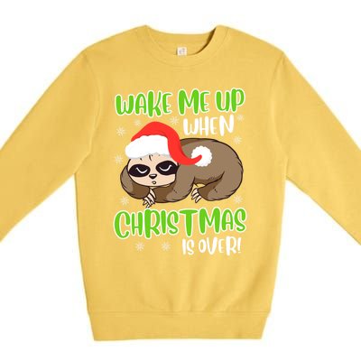 Antichristmas Sloth Wake Me Up Ugly Christmas Meaningful Gift Premium Crewneck Sweatshirt