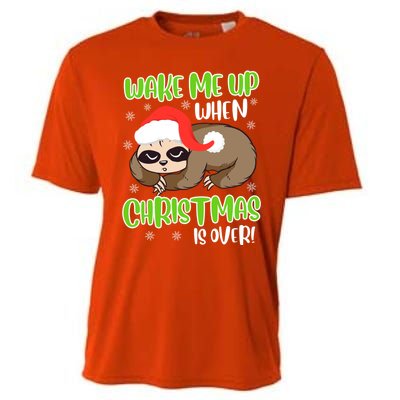 Antichristmas Sloth Wake Me Up Ugly Christmas Meaningful Gift Cooling Performance Crew T-Shirt